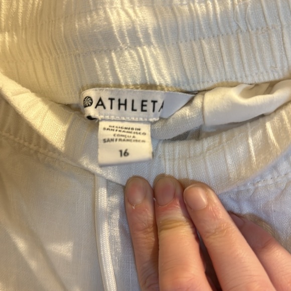 Athleta Retreat Linen High Rise Joggers, White, Size 16 - Picture 9 of 10
